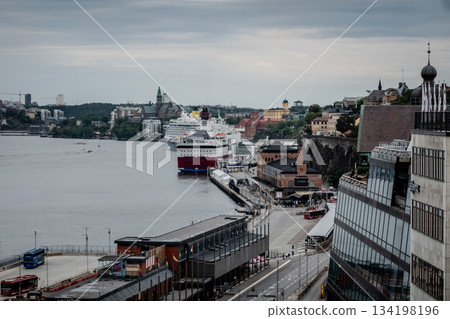 city view of old town of stockhold sweden on cloudy day city view of old town of stockhold sweden on cloudy day 134198196