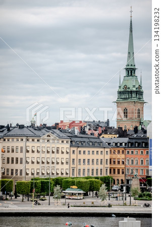 city view of old town of stockhold sweden on cloudy day 134198232