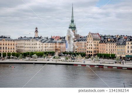 city view of old town of stockhold sweden on cloudy day city view of old town of stockhold sweden on cloudy day 134198254