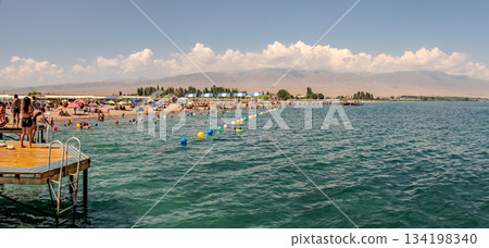Beautiful nature around issyk kul lake region in kyrgyzstan 134198340