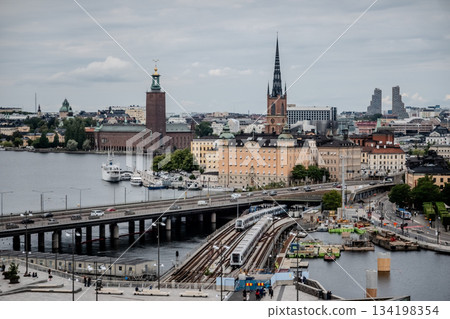 city view of old town of stockhold sweden on cloudy day city view of old town of stockhold sweden on cloudy day 134198354