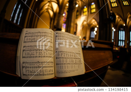 Church and sheet music 134198415