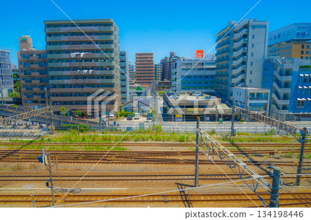 Residential area and blue sky in Tama area Residential area and blue sky in Tama area 134198446