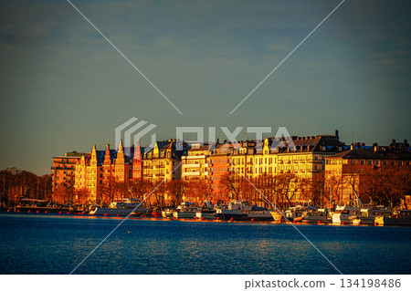 Stockholm harbor cityscape 134198486