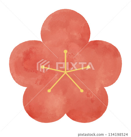Plum blossom watercolor illustration Japanese style, Japanese pattern, spring, New Year decoration material 134198524