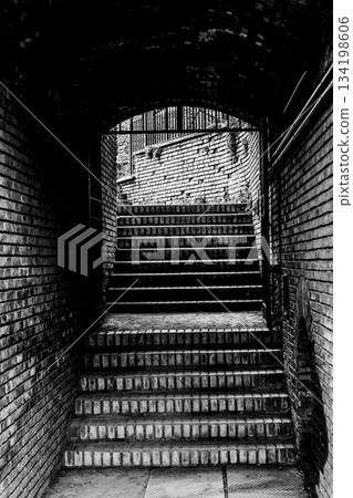 廢墟中的磚砌台階 134198606