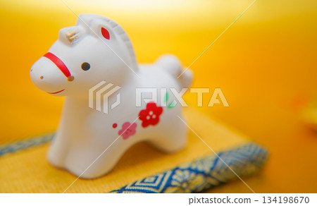 Plum Blossom Design Horse Zodiac Clay Bell Ornament 134198670