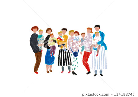 手繪插圖:抱著嬰兒的婦女 手繪插圖:抱著嬰兒的婦女 134198745