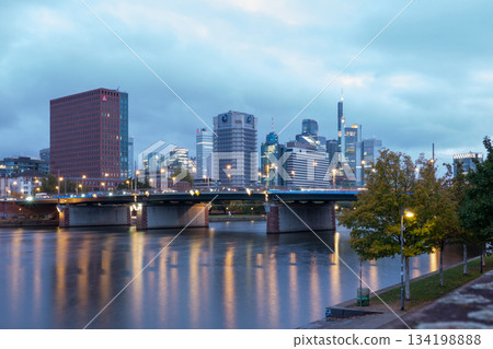 Beautiful view of Frankfurt am Main skyline at dusk, Germany Beautiful view of Frankfurt am Main skyline at dusk, Germany 134198888