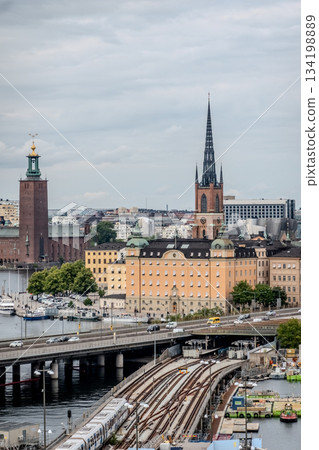 city view of old town of stockhold sweden on cloudy day 134198889