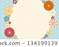 色彩繽紛的花卉和日式圖案背景邊框插圖 134199139