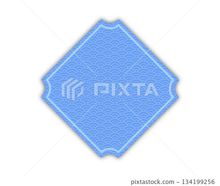 Seigaiha pattern frame, Japanese style design, New Year, Japanese clothing, Japanese pattern decorative frame material, speech bubble, message frame material 134199256