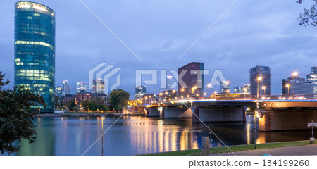 Beautiful view of Frankfurt am Main skyline at dusk, Germany Beautiful view of Frankfurt am Main skyline at dusk, Germany 134199260