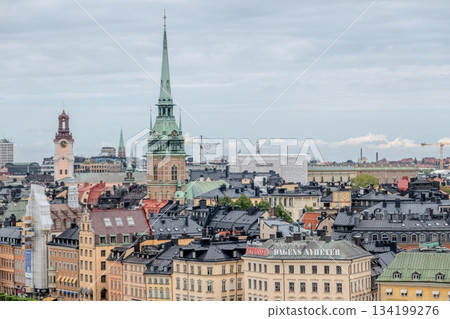 city view of old town of stockhold sweden on cloudy day city view of old town of stockhold sweden on cloudy day 134199276
