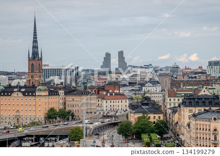 city view of old town of stockhold sweden on cloudy day city view of old town of stockhold sweden on cloudy day 134199279