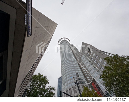 frankfurt germany view up at highrise buildings 134199287