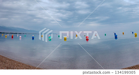 Beautiful nature around issyk kul lake region in kyrgyzstan 134199305