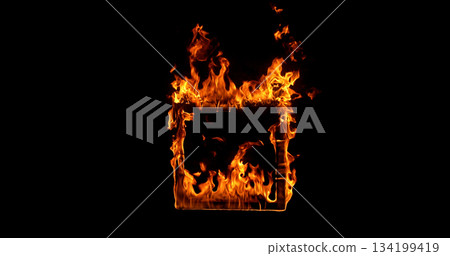 Photography of a burning wooden beam in frame shape isolated on a black background. Detailed fire textures ideal for VFX, compositing, overlays, graphics, and cinematic effects. Photography of a burning wooden beam in frame shape isolated on a black background. Detailed fire textures ideal for VFX, compositing, overlays, graphics, and cinematic effects. 134199419
