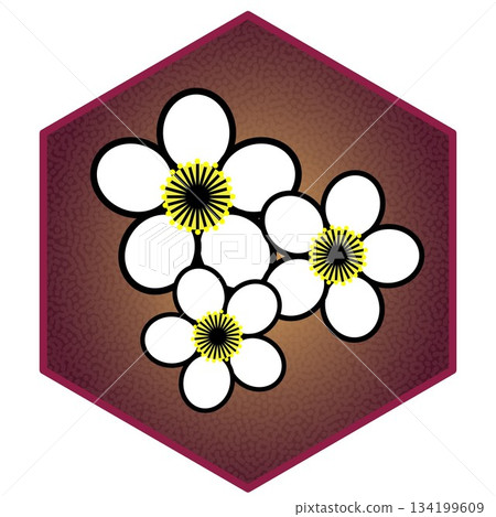 以六角形為背景的梅花插圖 以六角形為背景的梅花插圖 134199609