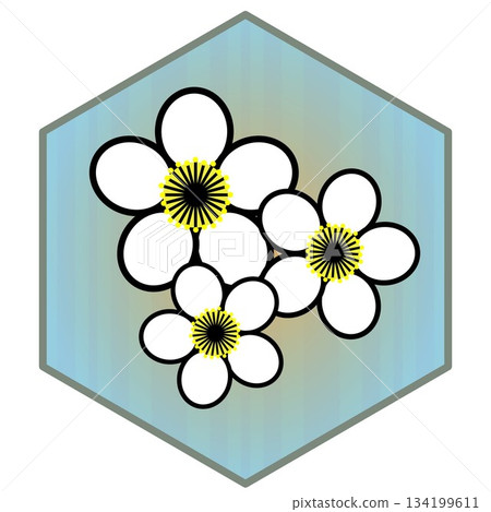 以六角形為背景的梅花插圖 134199611