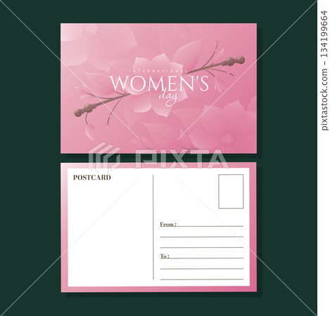 International Womens Day Postcard Elegant Floral Greeting Card Template. 134199664