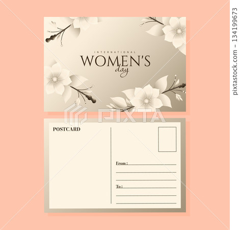 International Womens Day Postcard Template Elegant Floral Design. 134199673