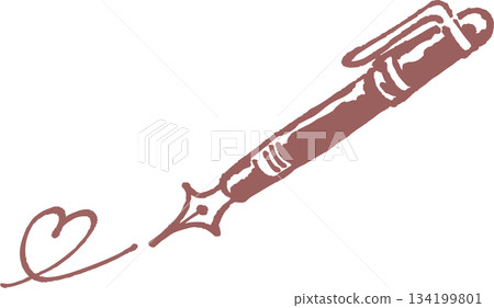 Fountain pen and roughly written test letter Heart Fountain pen and roughly written test letter Heart 134199801
