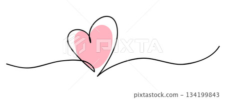 Heart. Abstract love symbol. Continuous line art drawing vector illustration 134199843