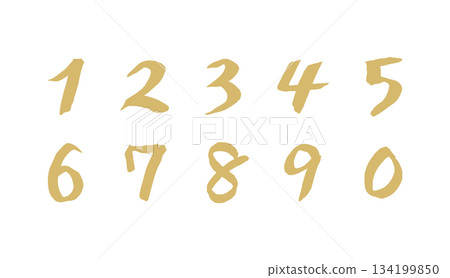 Handwritten numbers (gold) Handwritten numbers (gold) 134199850