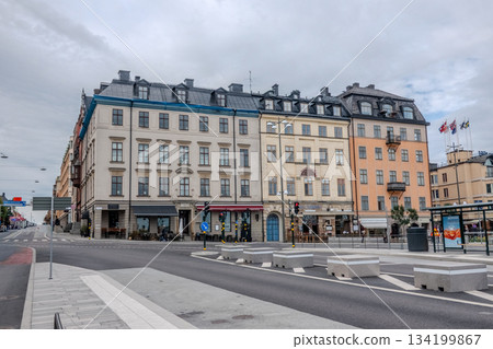 city view of old town of stockhold sweden on cloudy day city view of old town of stockhold sweden on cloudy day 134199867