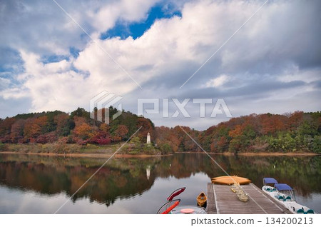 Autumn colors from the pier at Lake Miyazawa 134200213