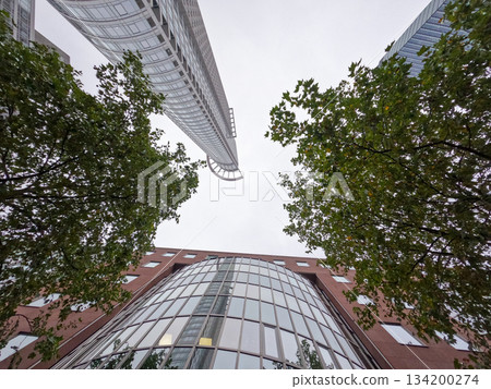frankfurt germany view up at highrise buildings 134200274