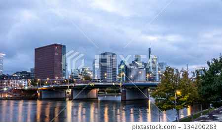 Beautiful view of Frankfurt am Main skyline at dusk, Germany Beautiful view of Frankfurt am Main skyline at dusk, Germany 134200283