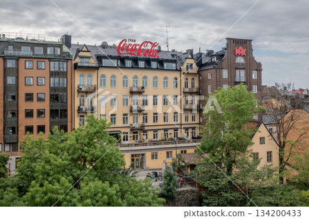 city view of old town of stockhold sweden on cloudy day city view of old town of stockhold sweden on cloudy day 134200433