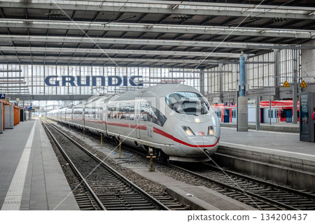 Trains sit in platform at Munich Central Station in Germany on October 2025 Trains sit in platform at Munich Central Station in Germany on October 2025 134200437