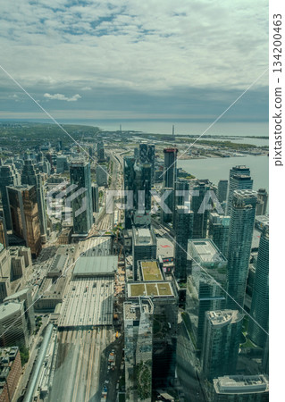 Toronto scenic cityscape from the Cn Tower top, Ontario, Canada Toronto scenic cityscape from the Cn Tower top, Ontario, Canada 134200463