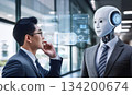 Businessman working with AI agent robot 134200674