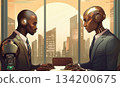 Robot business people having a meeting 134200675