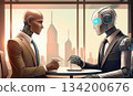 Robot business people having a meeting 134200676