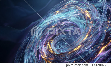 玻璃質感的抽象能量背景，中心匯聚光漩渦。 134200728