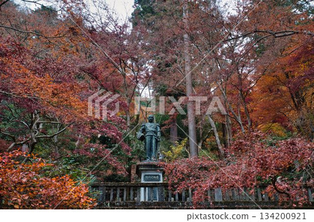 Autumn patterns surrounding the statue Autumn patterns surrounding the statue 134200921