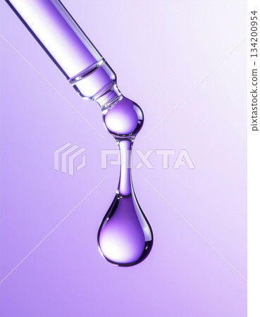 High-quality macro image of purple serum dripping from a dropper | Niacinamide, Peptides, and Retinol 134200954