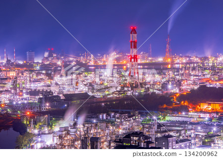Okayama Prefecture Kurashiki City Mizushima Factory Night View 134200962