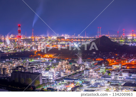 岡山縣倉敷市水島工廠夜景 134200963