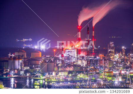 岡山縣倉敷市水島工廠夜景 134201089