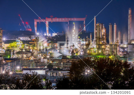 岡山縣倉敷市水島工廠夜景 134201091