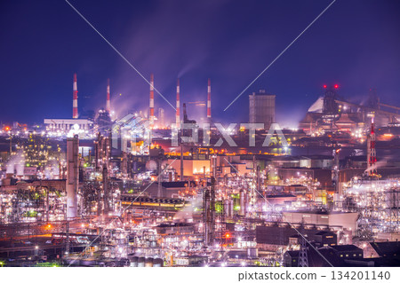 岡山縣倉敷市水島工廠夜景 134201140
