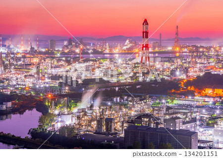 岡山縣倉敷市水島工廠夜景 134201151