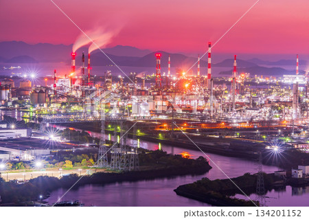 岡山縣倉敷市水島工廠夜景 134201152