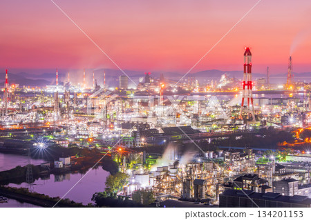 岡山縣倉敷市水島工廠夜景 134201153